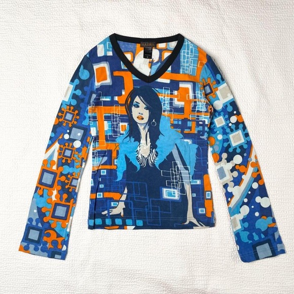 Custo Barcelona Tops - Deadstock Hayes ultra rare graphic euro long sleeve